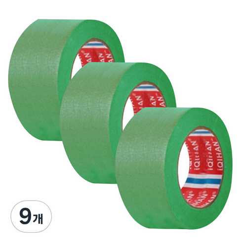 다다 칼라 마스킹 종이테이프 50mm x 15m, 그린, 9개