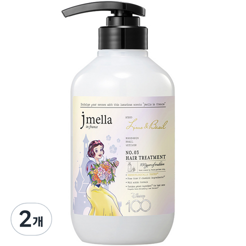제이멜라 디즈니100 에디션 라임 앤 바질 헤어 트리트먼트 만다린향, 500ml, 2개