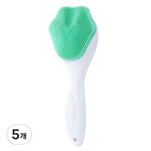 The해피앤 실리콘 세안 마사지 수동 클렌징 브러쉬, 5개, 그린