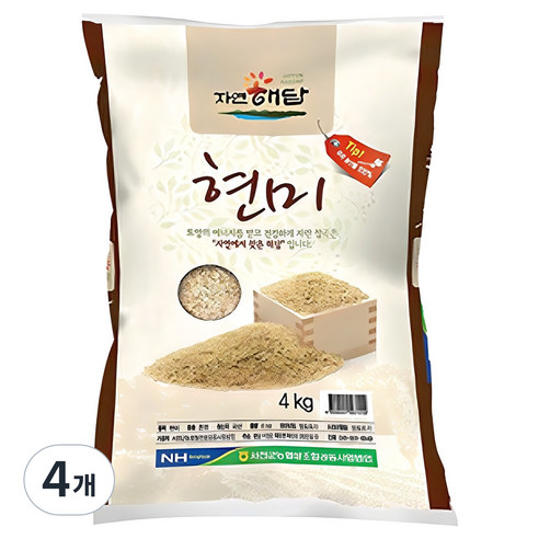 서천군농협 자연해답 현미, 4kg, 4개