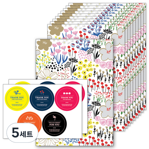 앤캐비넷 선물봉투 10p + 스티커 2p 세트, 스프링, 5세트