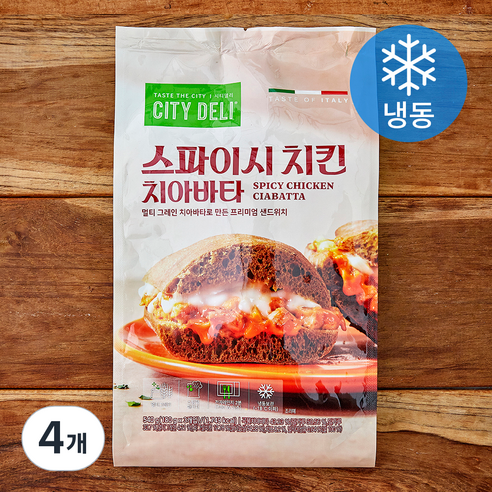 삼립 시티델리 스파이시치킨 치아바타 (냉동), 180g, 4개, 3개입