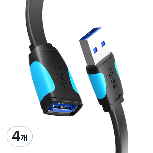 벤션 칼국수형 USB 3.0 고속 연장케이블 블랙, 4개, 1.5m