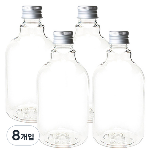 병도매닷컴 DN350 투명 음료용기 알루미늄 실버캡, 350ml, 4개