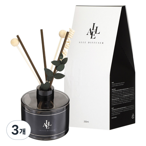 알레 블랙 디퓨저, 3개, 200ml, 레몬그라스