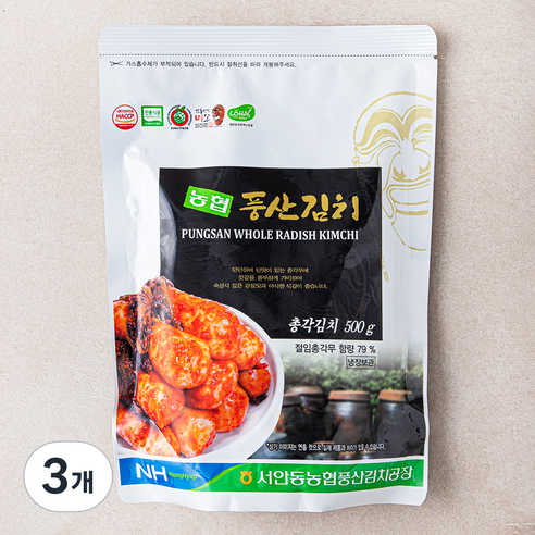 풍산김치 농협 총각김치, 500g, 3개