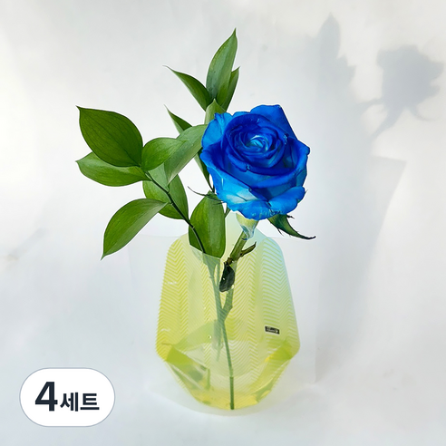 포켓플라워 생화 장미 한송이 세트, 블루, 4세트