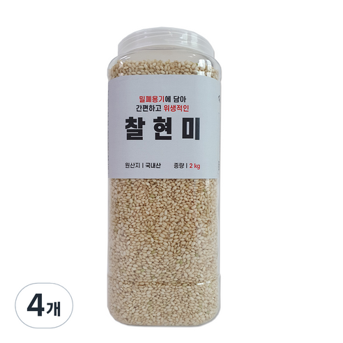 대한농산 통에담은 찰현미, 2kg, 4개
