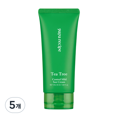 파파레서피 티트리 컨트롤 마일드 선 크림 SPF50+ PA++++, 50ml, 5개