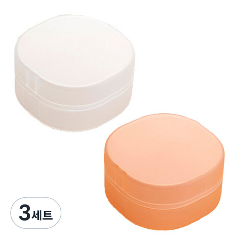 비누 케이스 2종 세트, 화이트 + 오렌지, 3세트