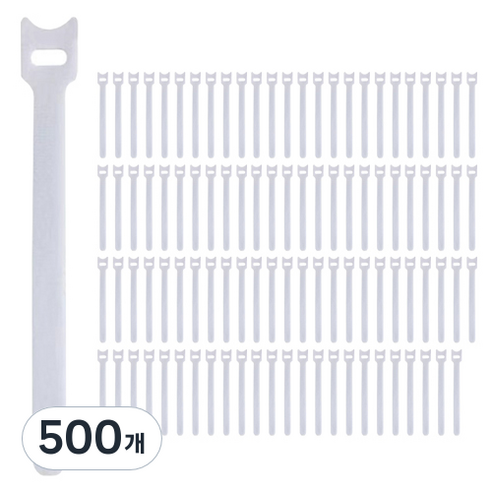 디오셀 깔끔 선정리 찍찍이 케이블타이, 500개, 화이트