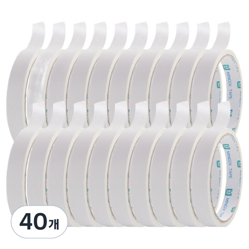 MINGIX 애드라이프 손으로 찢어 쓰는 반투명 양면테이프 15mm x 7m, 40개