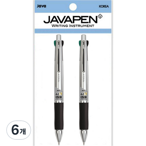 자바펜 제트4+1M 멀티펜 0.7mm, 메탈실버, 6개