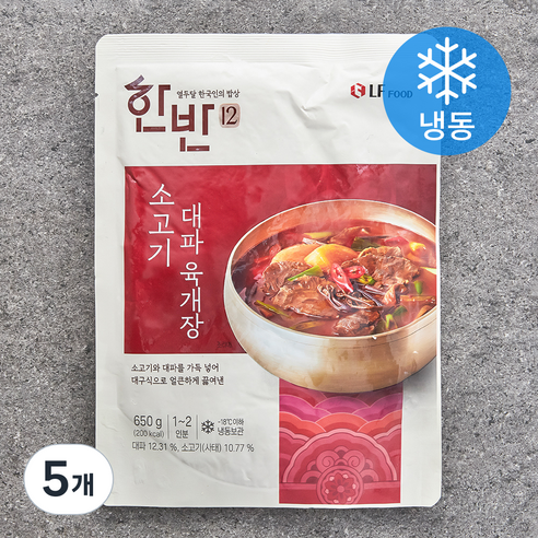 한반 소고기 대파 육개장 1~2인분 (냉동), 650g, 5개