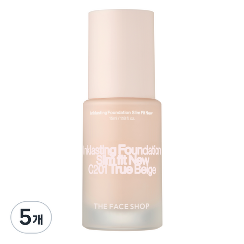 더페이스샵 잉크래스팅 파운데이션 슬림핏 뉴 15ml, C201 트루베이지, 5개