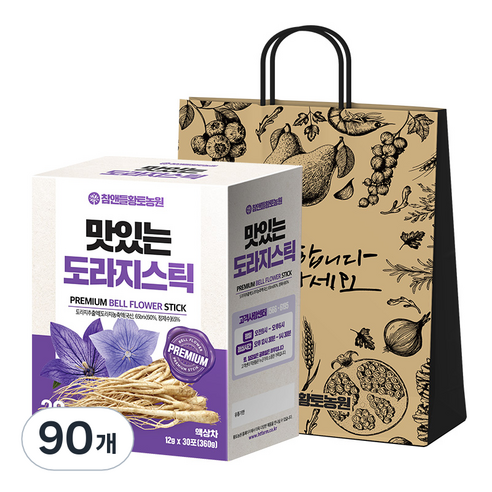 참앤들황토농원 맛있는 도라지스틱 + 쇼핑백, 12g, 90개