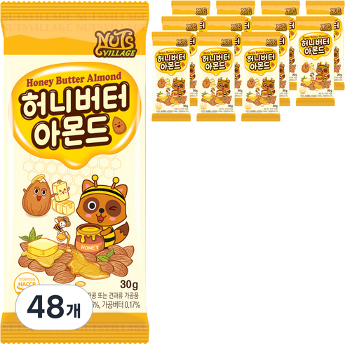 넛츠빌리지 허니버터 아몬드, 30g, 48개
