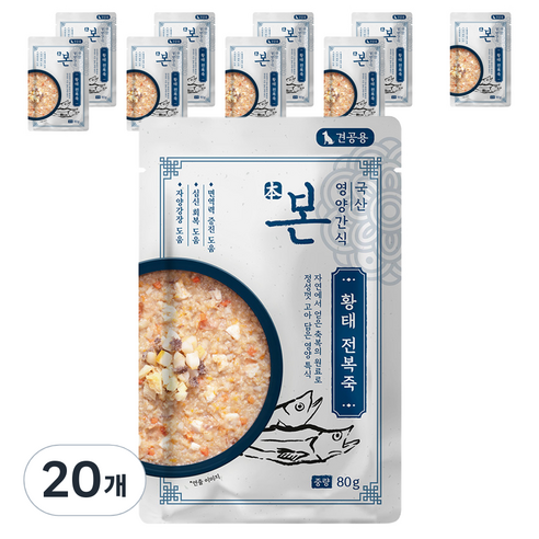 인터펫코리아 강아지 본 영양간식 죽, 황태맛, 80g, 20개