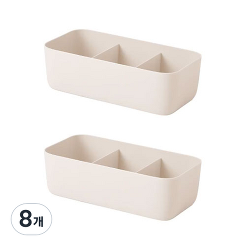 블럭마트 플라스틱 속옷 서랍 정리함 3칸 베이지, 8개