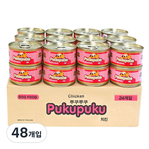 뿌쿠뿌쿠 강아지 간식캔, 치킨, 48개