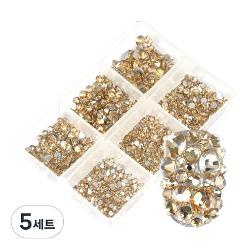 위드샨셀렉션 대용량 스와 플랫 스톤 세트, 02 샴페인골드, 5세트