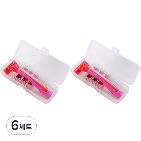 리앤베르 여성용 면도기 레드 세트, 6세트