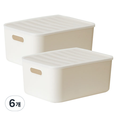 보노하우스 아이엠 리빙박스 수납정리함 M 15.8L, 크림, 6개