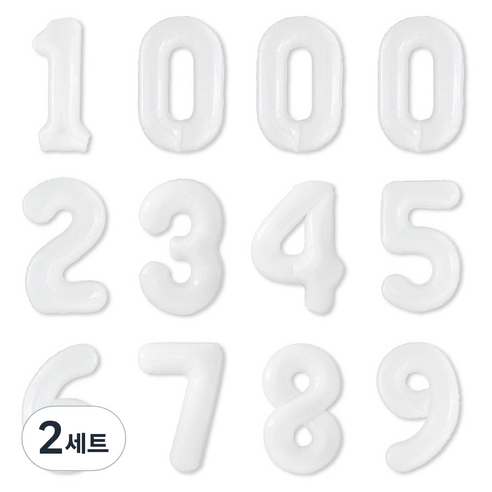 파티아일랜드 숫자 호일 풍선 12p 세트 40cm, 화이트, 2세트