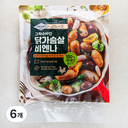 그릭슈바인 닭가슴살 비엔나 소시지, 400g, 6개