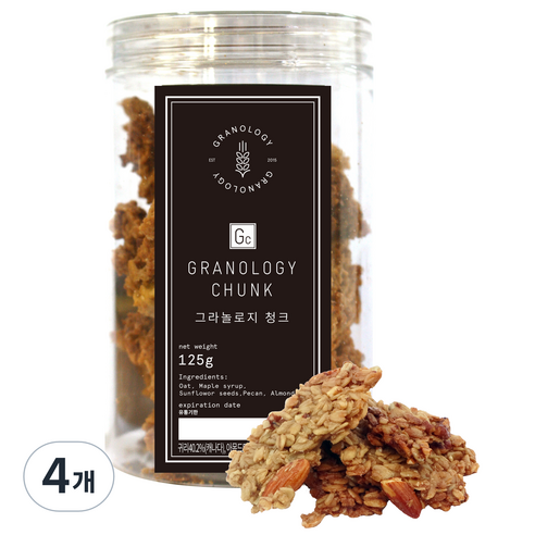 그라놀로지 청크 시그니처 그래놀라 쿠키, 125g, 4개