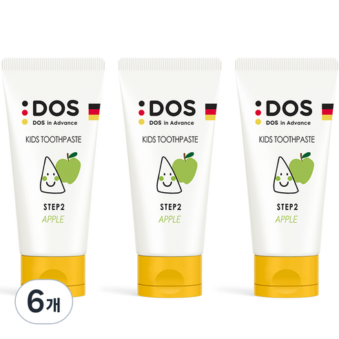 도스인어드밴스 어린이 치약 STEP2 저불소 사과향, 60ml, 6개