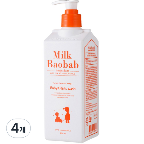 밀크바오밥 베이비 앤 키즈 바디 워시, 500ml, 4개
