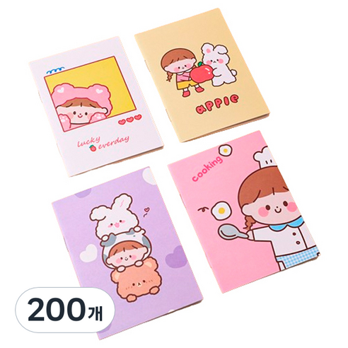 마켓감성 캐릭터 미니 연습장, 랜덤발송(걸스시리즈), 200개
