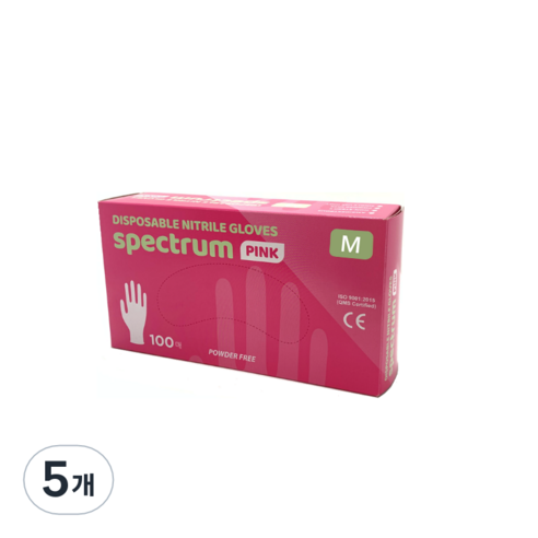 스펙트럼 니트릴 컬러장갑 핑크 M, 중(M), 5개