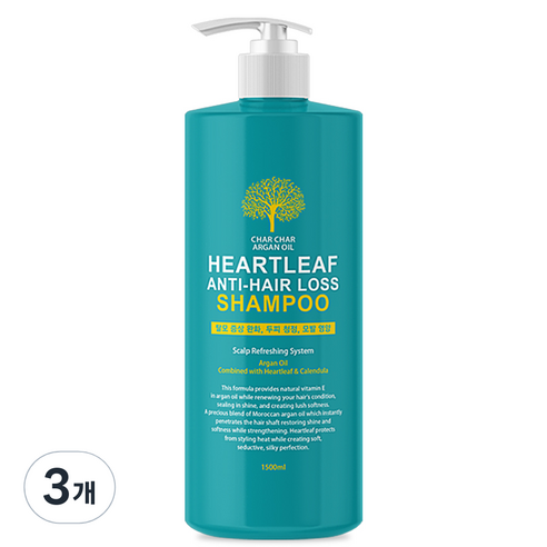 샤샤 아르간 오일 어성초 안티 헤어 로스 샴푸, 1500ml, 3개