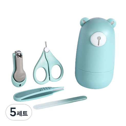 모어디어 유아용 곰돌이 손톱깍이 세트, 민트, 5세트