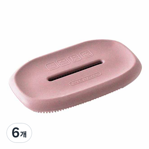 키친팩토리 파스텔 실리콘 뽀송 비누받침 사각, 핑크, 6개