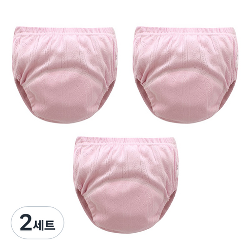 조이멀티 아동용 펀칭 단색파스텔 배변훈련팬티, 진핑크, 2세트