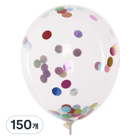 컨페티풍선 30cm, 원형 레인보우, 150개