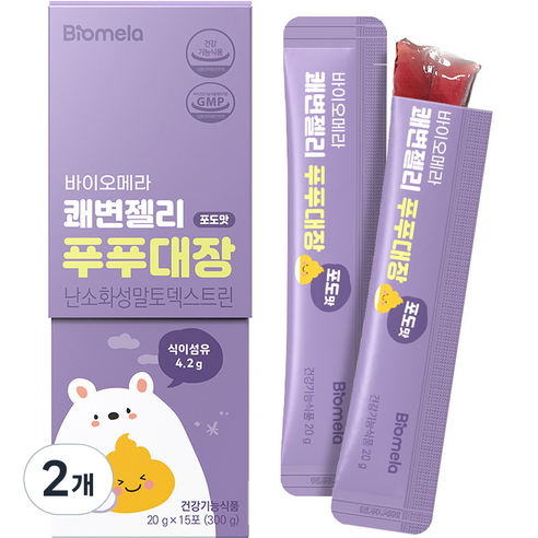 바이오메라 젤리스틱 쾌변 푸푸대장 포도맛 20g x 15포, 300g, 2개 어린이 건강식품 Best Top5