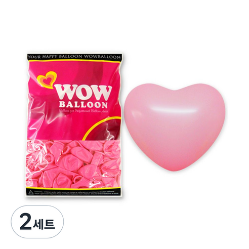 와우 하트 풍선, 기본핑크, 2세트