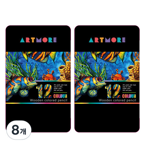 아트모아 전문가용 색연필 틴케이스, 12색, 8개