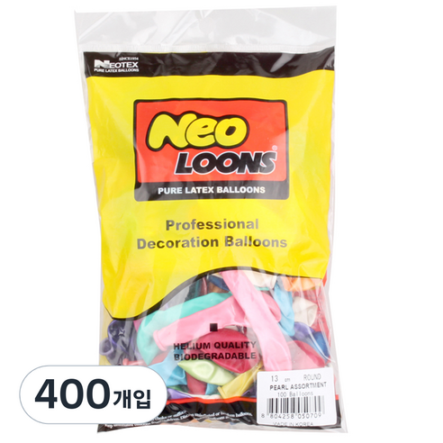 네오텍스 네오룬즈 13cm 라운드풍선, 펄 혼합, 400개
