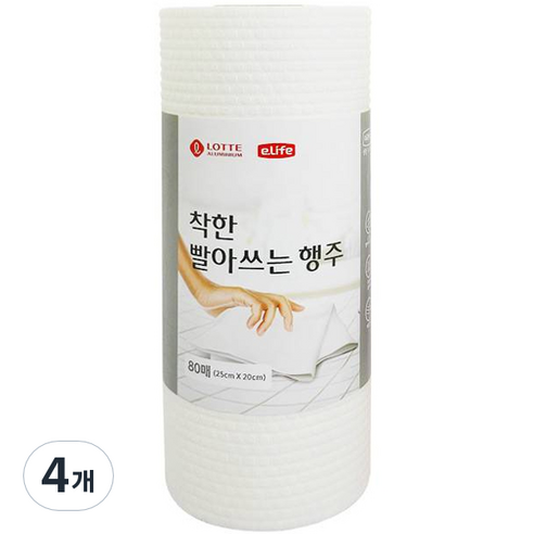 롯데이라이프 착한 빨아쓰는 행주, 80개입, 4개