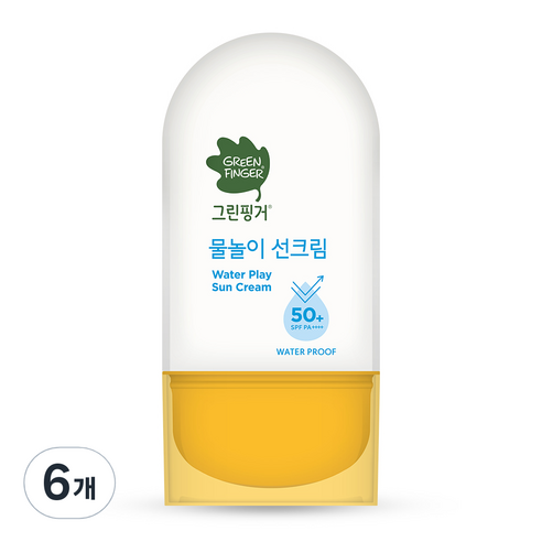 그린핑거 물놀이 선크림 워터프루프 SPF50+ PA++++, 6개, 50ml