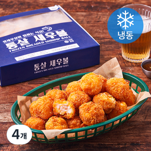 지엔씨푸드 통살 새우볼 25개입 (냉동), 500g, 4개