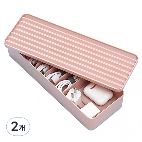 차이나다 케이블 정리함, 핑크, 2개