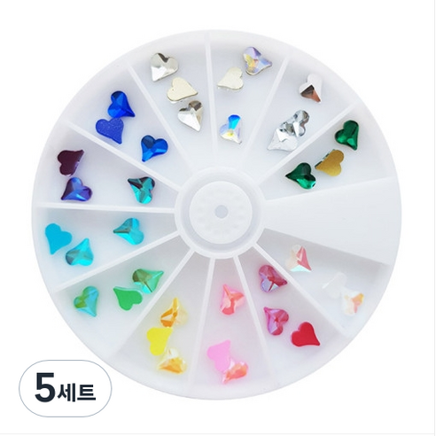 NAILROOM 네일 파츠 no 338 글라스물방울스톤세트, 5세트, no.336 글라스하트스톤세트