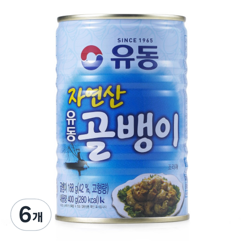 유동 자연산 골뱅이 통조림, 400g, 6개