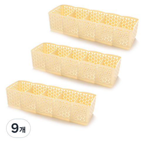 마켓감성 5칸 다용도 정리함, 옐로우, 9개